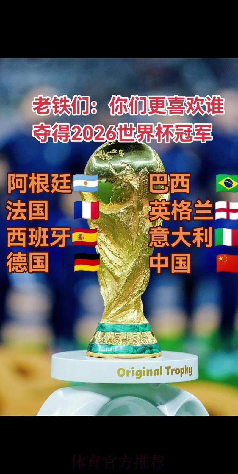 “2026世界杯冠军预测：谁将问鼎大力神杯？”